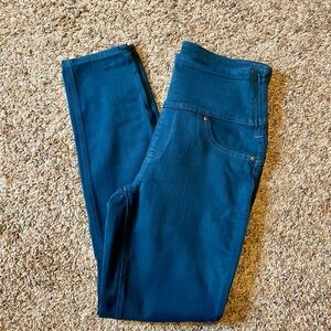 Spanx 2066 Solace Teal High Waisted  Shaping Skinny Jeans Leggings. Women’s M.